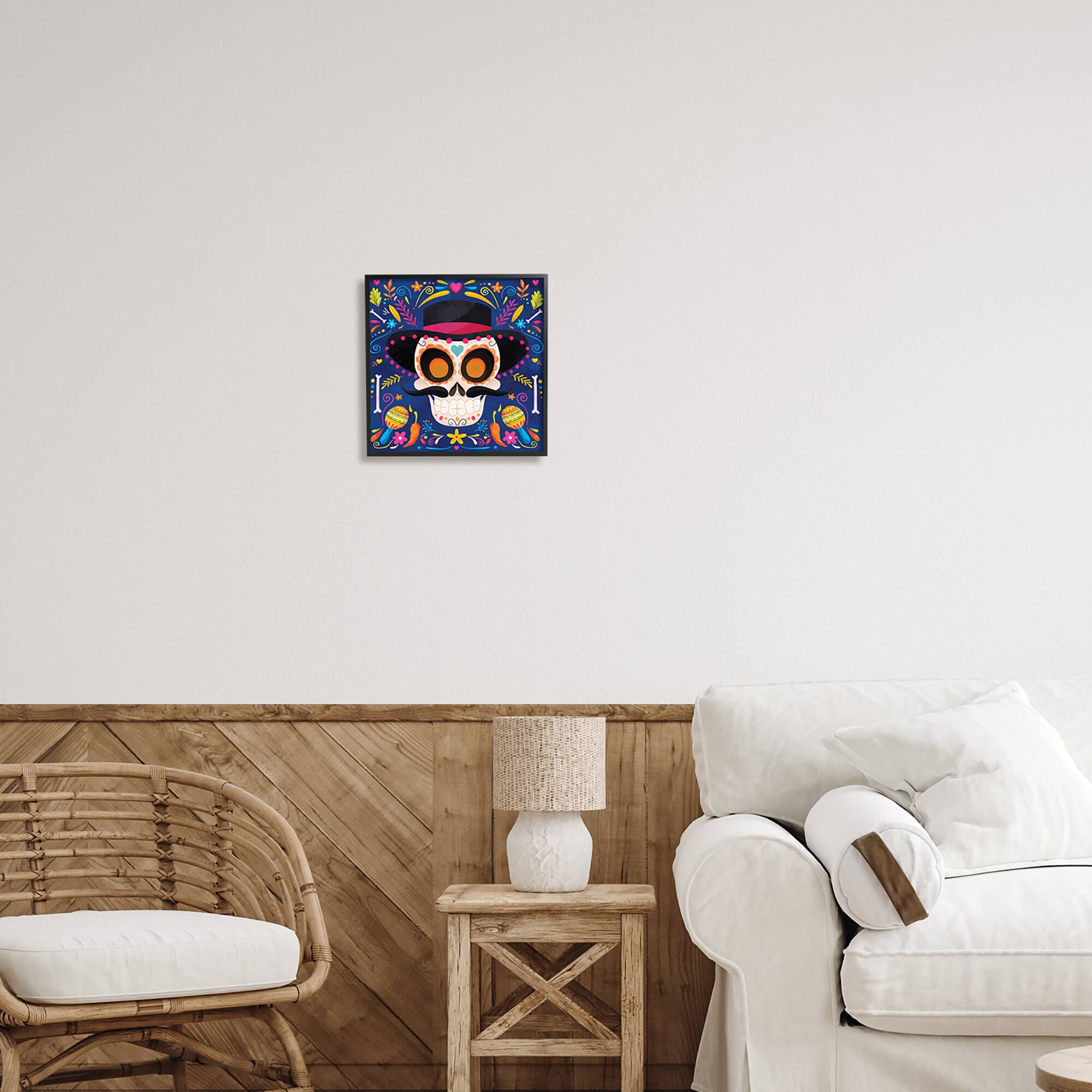 Stupell Industries Day Of Dead Patterned Skull Framed Giclee Art